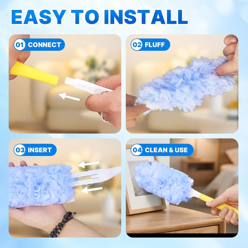 BEVAUEG Duster Refill for Swiffer Duster, 30 Count Heavy Duty Duster Refills with 1 Handle, 360 Dusters Refills Kit with 4X Microfibers, Disposable Dusters for Swiffer Duster Extended Handle for Cleaning - Image 5